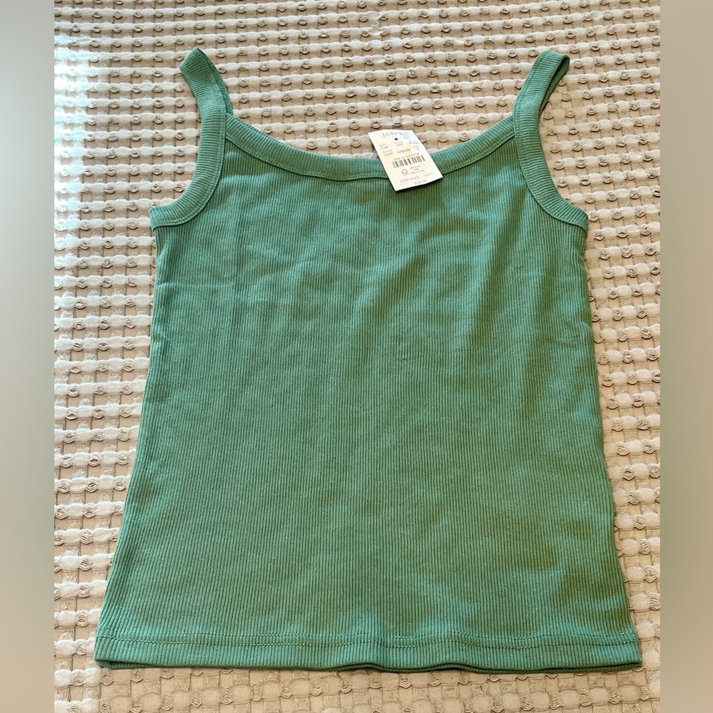 NWT J. Crew Women’s Green Ribbed Knit Tank Top, size S